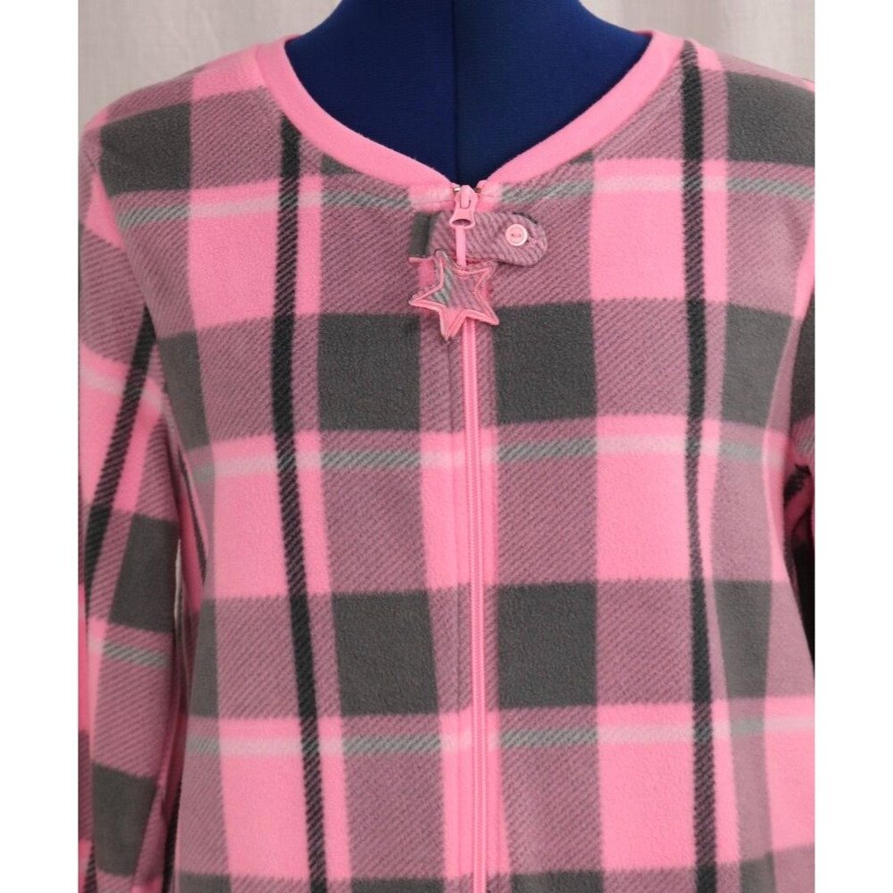 Secret Treasures Pink Gray Plaid Fleece Pajamas Size Medium 8 10 VTG Footless 1 - Picture 2 of 11